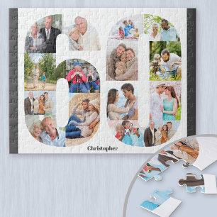60. Geburtstagsnummer 60 Fotocollage 15 Fotos Puzzle