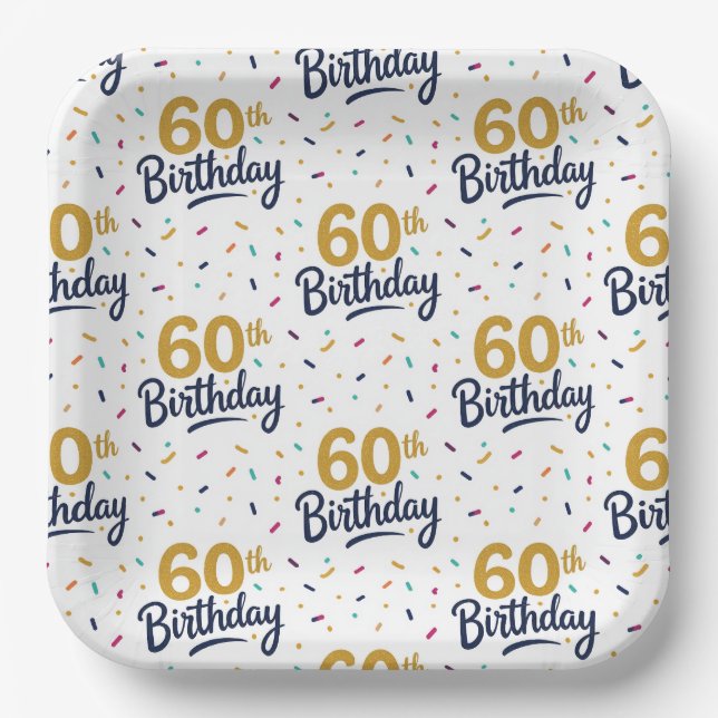 60. Geburtstagspapierteller, Sechzigster Party Pappteller (Vorderseite)