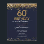 60. Geburtstagspartei Einladung<br><div class="desc">Eleganter Imitat Gold Glitzer mit schimmernden Konfetti Highlights auf der Ober- und Untergrenze. Alle Texte sind individuell einstellbar und lassen sich für Ihr eigenes Party leicht ändern. Sehr elegantes Design aus dem 60. Jahrhundert. Elegante,  moderne und stilvolle Typografie</div>