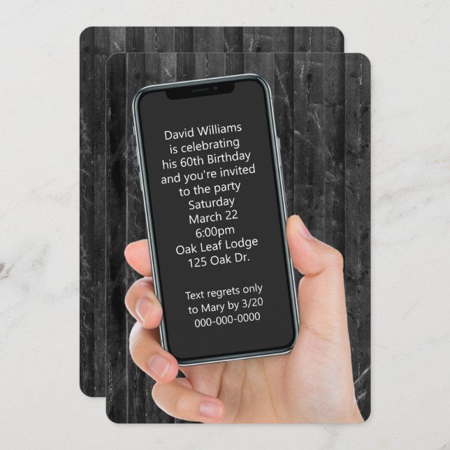60. Geburtstagspartei - Textnachricht Einladung (Vorne/Hinten)