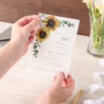 60. Geburtstagsparty<br><div class="desc">Eukalyptus Sonnenblume Blumenschrift 60. Geburtstag Einladung können Sie leicht mit Ihren Party-Details,  indem Sie auf die Schaltfläche "Personalisieren". Mit leuchtend gelben Blumen und Grün sukkulent mit einem geometrischen Rahmen und moderne Typografie.</div>