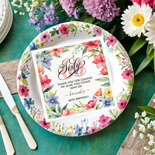 60. Geburtstagsparty Aquarell Floral Serviette