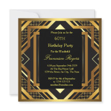 60. Geburtstagsparty Art Deco Gold Schwarz