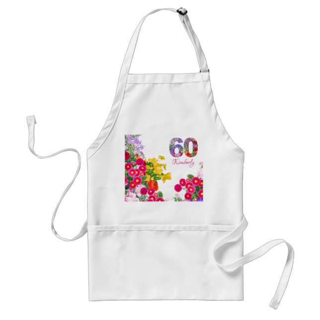 60. Geburtstagsparty Blumenstrauß Erwachsene Schür Schürze (Vorne)