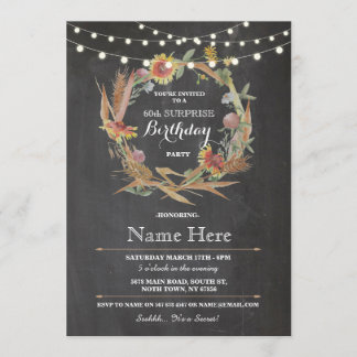 60. Geburtstagsparty Chalk Kranz Blumenladen Einladung