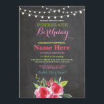 60. Geburtstagsparty Chalkboard Floral Pink Einlad Einladung<br><div class="desc">Rustikales Chalkboard Floral Design. Perfekt für jedes Alter Geburtstag. Ändern Sie einfach den Text,  um Ihr Party . Rückdruck im Lieferumfang enthalten.</div>