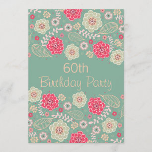 60. Geburtstagsparty Chic Funky Modern Floral Einladung