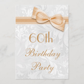 60. Geburtstagsparty Damask und Imitat Bow Einladung