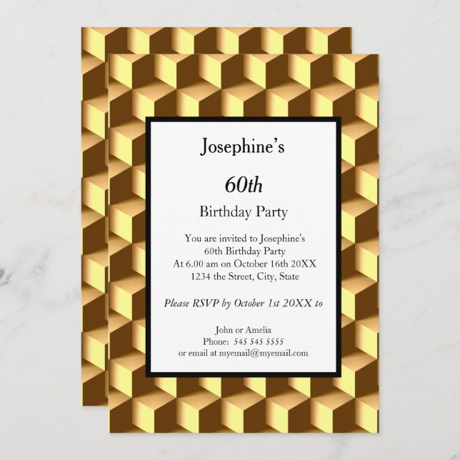 60. Geburtstagsparty Einladung (Vorne/Hinten)