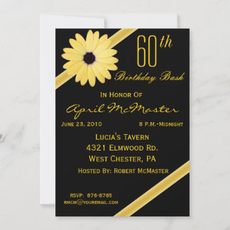 60. Geburtstagsparty Einladung in Black & Gold