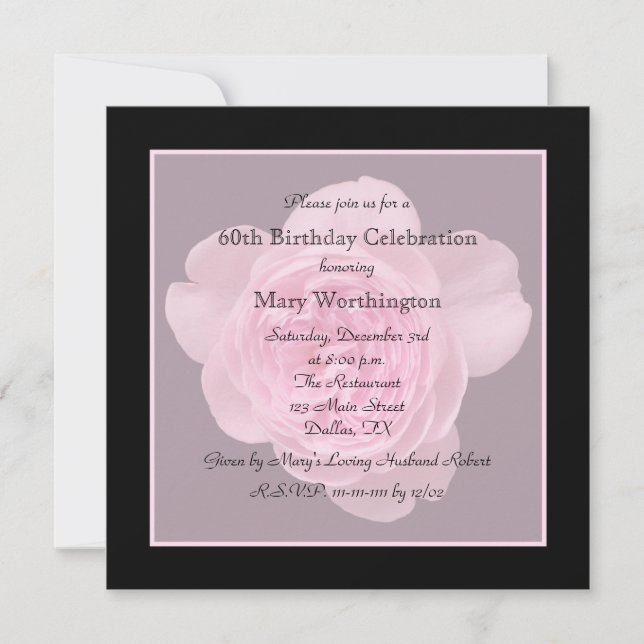 60. Geburtstagsparty Einladung Rose für 60. (Vorderseite)