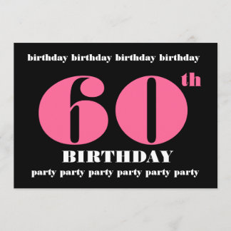 60. Geburtstagsparty Einladung Vorlage Rosa Schwar