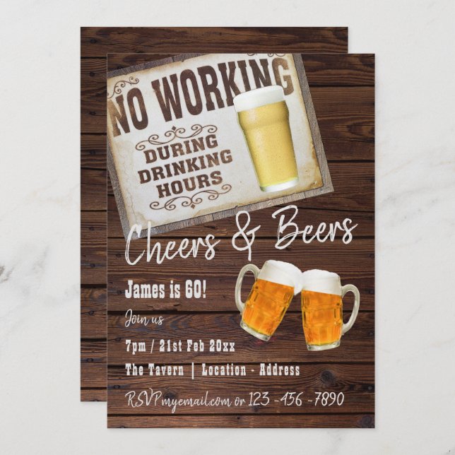 60. Geburtstagsparty Einladung zum Bierwettbewerb (Vorne/Hinten)