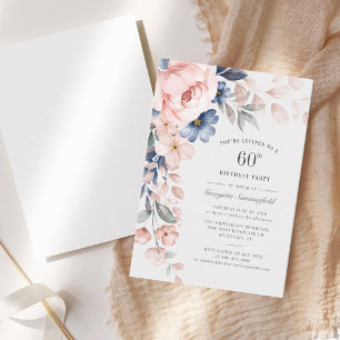 60. Geburtstagsparty Einladung zur Aquarellblume
