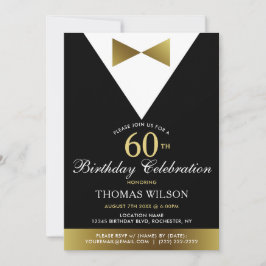 60. Geburtstagsparty Einladungen Black Gold Tuxedo