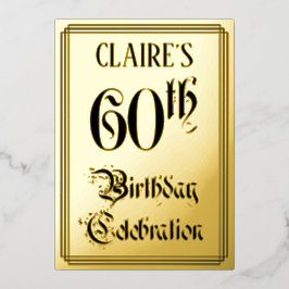 60. Geburtstagsparty — Elegantes Script + Individu Folieneinladung