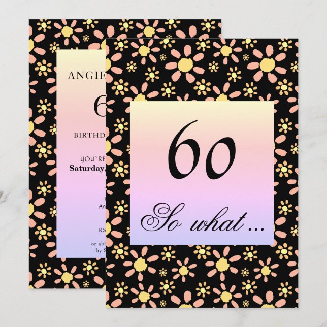 60. Geburtstagsparty Floral für sie Einladung (Vorne/Hinten)