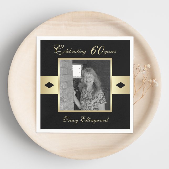 60. Geburtstagsparty Foto auf Black Serviette (Von Creator hochgeladen)