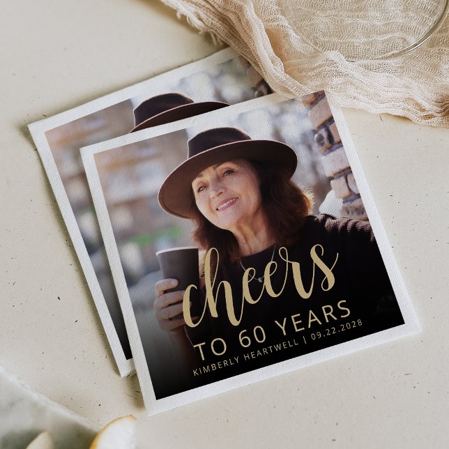 60. Geburtstagsparty Foto Cheers Serviette (Von Creator hochgeladen)