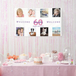 60. Geburtstagsparty Foto Collage Frau Weiß Banner