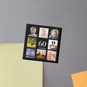60. Geburtstagsparty Foto Collage Typ schwarz Magnet