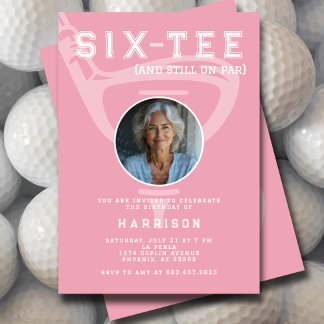 60. Geburtstagsparty Foto Modern Golf Pink Einladung