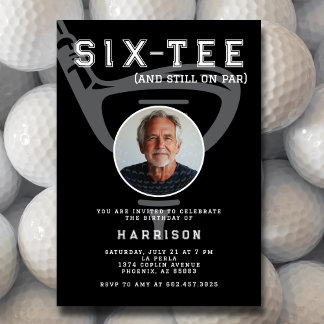 60. Geburtstagsparty Foto Modernes Golf Black Einladung