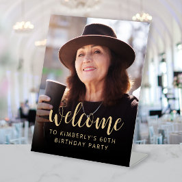 60. Geburtstagsparty Foto Willkommen Sockelschild