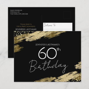 60. Geburtstagsparty Gold Black Einladung Postkart Postkarte