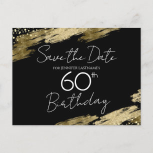 60. Geburtstagsparty Gold Black Save the Date Postkarte