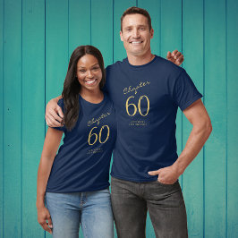 60. Geburtstagsparty Gold Script Blue T-Shirt