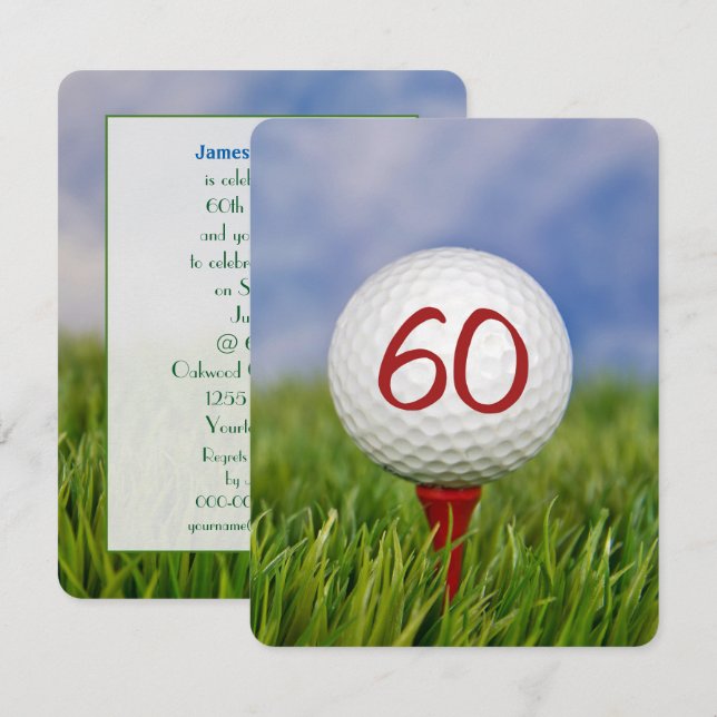 60. Geburtstagsparty Golf Thema Einladung (Vorne/Hinten)