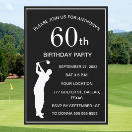 60. Geburtstagsparty Golfer Black Par Adult Golf Einladung