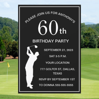 60. Geburtstagsparty Golfer Black Par Adult Golf Einladung