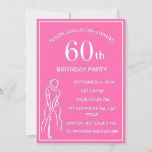 60. Geburtstagsparty Golfer Pink Ladys Golf Par Einladung