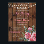60. Geburtstagsparty Holz Blume Floral Pink Einlad Einladung<br><div class="desc">Rustikales Holzflordesign. Perfekt für jedes Alter Geburtstag. Ändern Sie einfach den Text,  um Ihr Party . Rückdruck im Lieferumfang enthalten.</div>