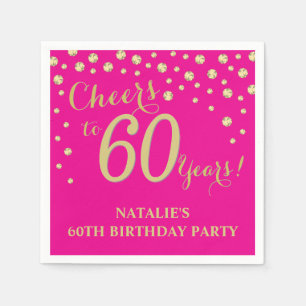 60. Geburtstagsparty Hot Pink und Gold Diamond Serviette