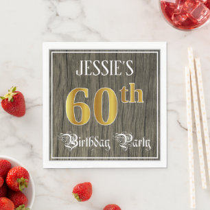 60. Geburtstagsparty - Imitate Gold & Imitate Wood Serviette