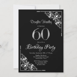 60. Geburtstagsparty in Schwarz und Weiß Einladung
