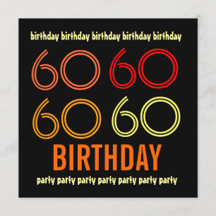 60. Geburtstagsparty Invite Yellow Orange Black Einladung