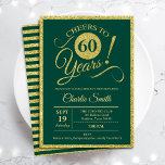 60. Geburtstagsparty - JEDES ALTER Gold Green Einladung<br><div class="desc">60. Geburtstagsfeier für Damen und Herren. Elegante Einladungskarte in grün mit Imitaten Glitzer Goldfolie. Features typografischer Script-Schriftart. Feiert bis 60 Jahre! Kann in jedes Jahr personalisiert werden. Ideal für ein Meilenstein Erwachsenenfeiern.</div>