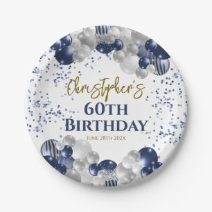 60. Geburtstagsparty Navy Balloons Pappteller