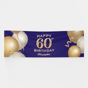 60. Geburtstagsparty Navy Blue und Gold Ballons Banner