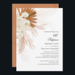 60. Geburtstagsparty Pampas Grass Modern Einladung<br><div class="desc">Pampas Grass Burnt Orange 60. Geburtstagsparty Einladung mit Wüstenpalmen botanisch mit moderner Typografie und Layout auf weißem Hintergrund. Sie können diese Karte ganz für andere besondere Veranstaltungen anpassen,  indem Sie auf den Button "Personalisieren" klicken,  um das Jahr,  das Layout,  die Textfarbe und vieles mehr zu ändern.</div>