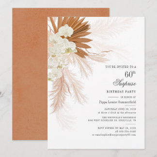60. Geburtstagsparty Pampas Grass Modern Einladung