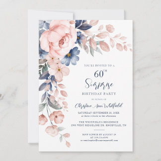 60. Geburtstagsparty Pink Floral Einladung