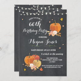 60. Geburtstagsparty Pumpkin Rustic Chalk Invite 4 Einladung