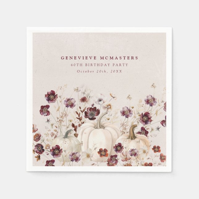 60. Geburtstagsparty Pumpkin Wildblume Custom Serviette (Vorderseite)