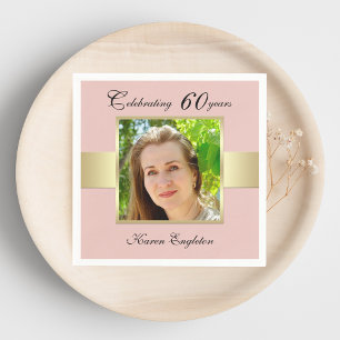 60. Geburtstagsparty Rose Gold Foto Napkins Serviette