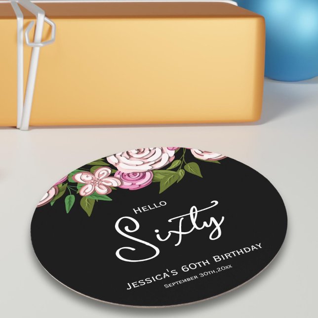 60. Geburtstagsparty Runder Pappuntersetzer (Von Creator hochgeladen)